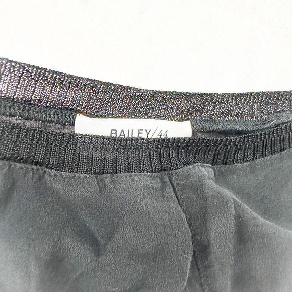Bailey 44 Black Crew Neck Short Sleeve Top Sheer Trim Size M - Picture 5 of 6